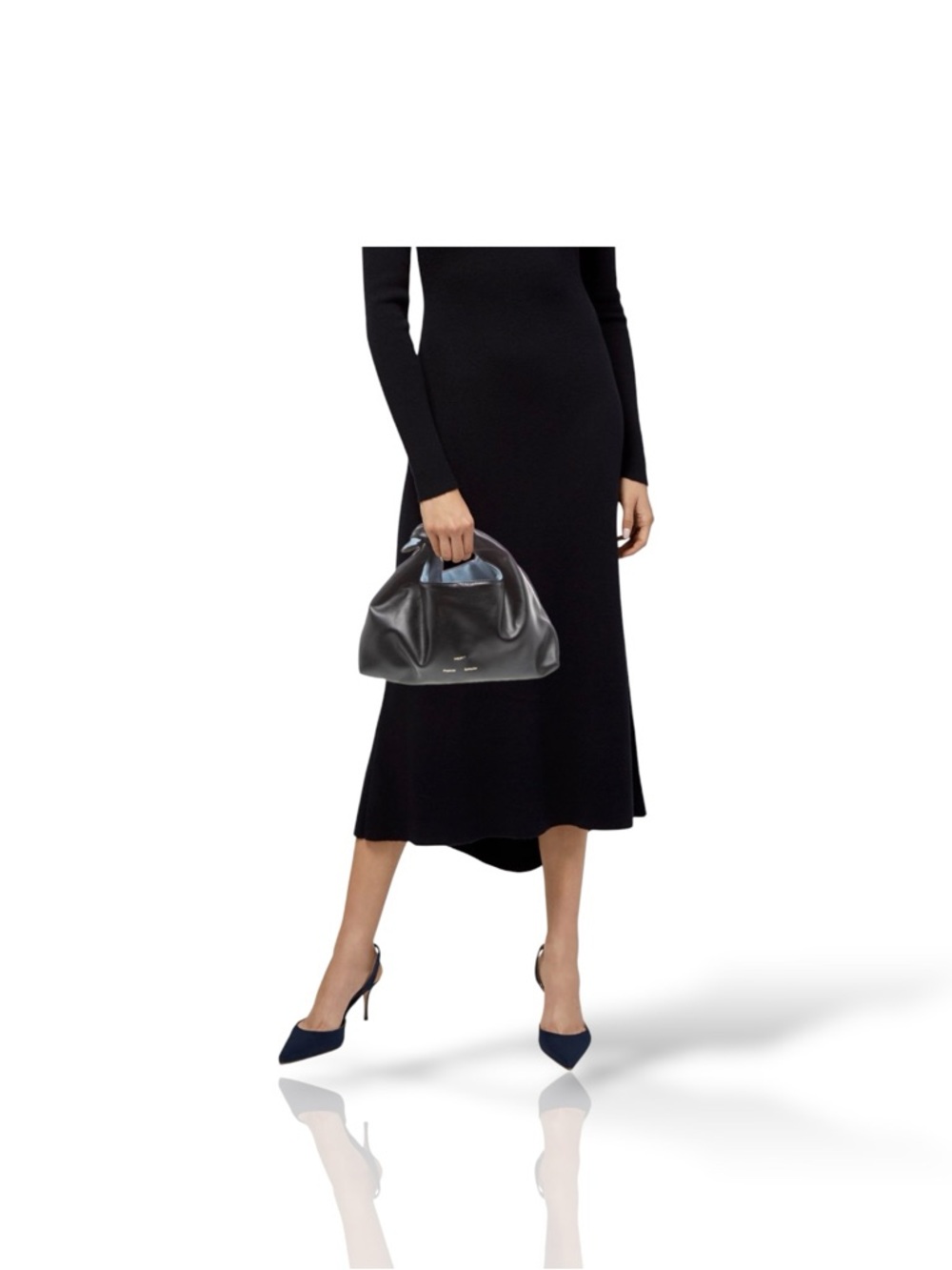 Proenza Schouler X Merit Black Leather Knot-Top w Light Blue Interior - Picture 2 of 3